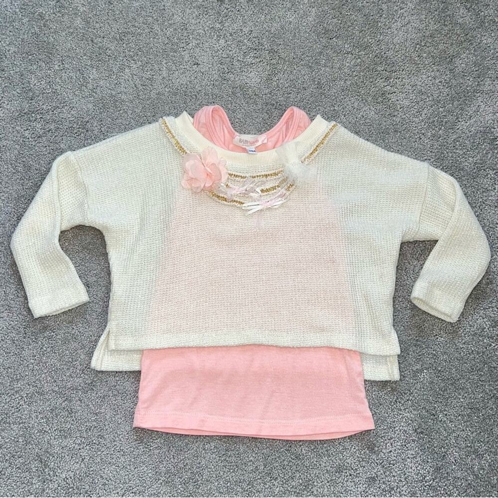 24m Baby Sara Sara Hannah Banana Girls 3pc Matching Outfit Set Top Skirt Sweater - Picture 3 of 10